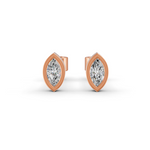 Load image into Gallery viewer, Marquise Cut Real Moissanite Bezel Set Solitaire Stud Earrings Screw Back 14K Gold Plated