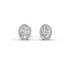 Oval Cut Real Moissanite Bezel Set Solitaire Stud Earrings Screw Back 14K Gold Plated