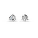 Load image into Gallery viewer, Round Cut Real Moissanite 3 Prong Solitaire Stud Earrings 14K Gold Plated