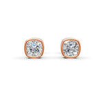 Load image into Gallery viewer, Cushion Cut Real Moissanite Bezel Set Solitaire Stud Earrings Screw Back 14K Gold Plated