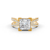 3.66Ct Princess Cut Certified Moissanite Women Engagement Ring 14K Yellow Gold Plated