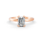 Load image into Gallery viewer, Emerald Cut Real Moissanite Double Prong Solitaire Ring 14K Gold Plated