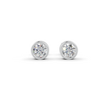 Load image into Gallery viewer, Round Cut Real Moissanite Bezel Set Solitaire Stud Earrings Screw Back 14K Gold Plated