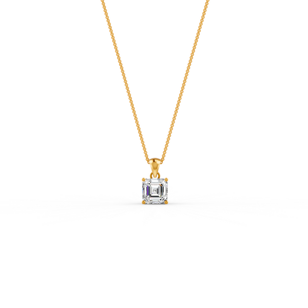 Asscher Cut GRA Certified Moissanite Solitaire Pendant in 14K Yellow Gold Plated