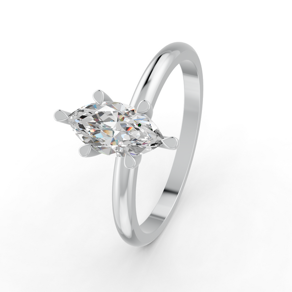 1-5 Ct Marquise Cut Real Moissanite 6 Prong Solitaire Ring 14K Yellow Gold Plated