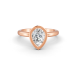 Load image into Gallery viewer, Pear Cut Real Moissanite Bezel Set Solitaire Ring 14K Gold Plated