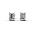 Load image into Gallery viewer, Emerald Cut Real Moissanite 4 Prong Solitaire Stud Earrings Screw Back 14K Gold Plated