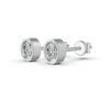 Oval Cut Real Moissanite Bezel Set Solitaire Stud Earrings Screw Back 14K Gold Plated