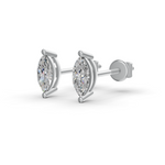 Load image into Gallery viewer, Marquise Cut Real Moissanite 2 Prong Solitaire Stud Earrings Screw Back 14K Gold Plated