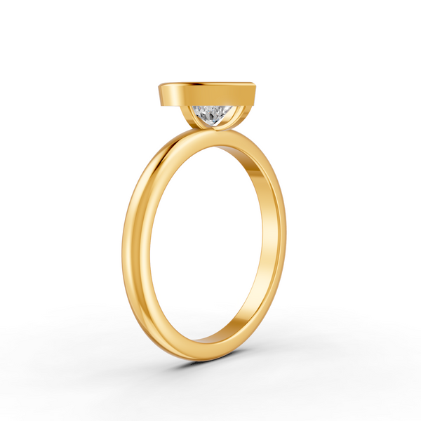 1-5 Ct Heart Cut Real Moissanite Bezel Set Solitaire Ring 14K Yellow Gold Plated