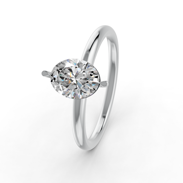 1-5 Ct Oval Cut Real Moissanite 2 Prong Solitaire Ring 14K Yellow Gold Plated