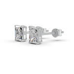Load image into Gallery viewer, Radiant Cut Real Moissanite 4 Prong Solitaire Stud Earrings Screw Back 14K Gold Plated