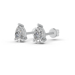 Load image into Gallery viewer, Pear Cut Real Moissanite 3 Prong Solitaire Stud Earrings Screw Back 14K Gold Plated