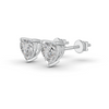 Heart Cut Real Moissanite 3 Prong Solitaire Stud Earrings Screw Back 14K Gold Plated