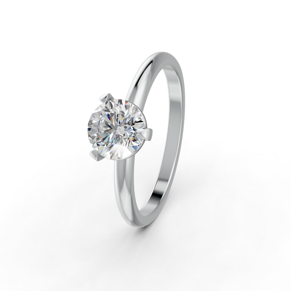 1-5 Ct Round Cut Real Moissanite 3 Prong Solitaire Ring 14K Yellow Gold Plated