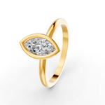 Load image into Gallery viewer, Marquise Cut Real Moissanite Bezel Set Solitaire Ring 14K Gold Plated
