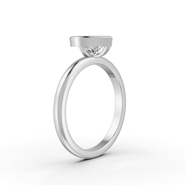 1-5 Ct Heart Cut Real Moissanite Bezel Set Solitaire Ring 14K Yellow Gold Plated