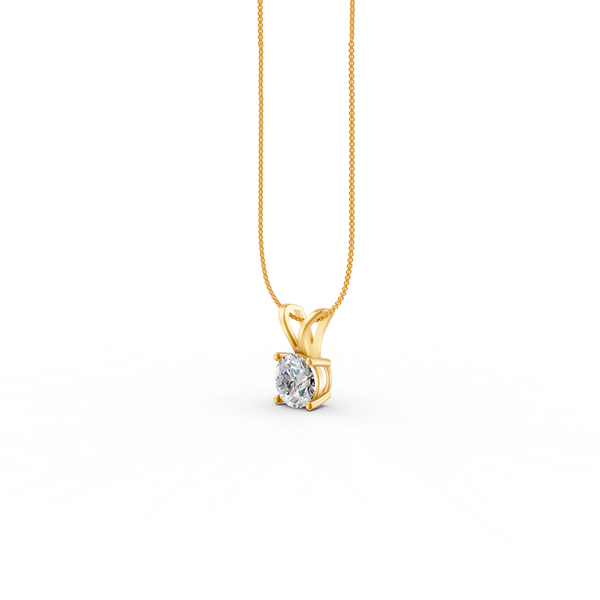 Round Cut Moissanite Solitaire Pendant 14K Yellow Gold Plated