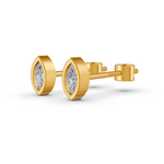 Load image into Gallery viewer, Marquise Cut Real Moissanite Bezel Set Solitaire Stud Earrings Screw Back 14K Gold Plated