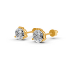 Load image into Gallery viewer, Round Cut Real Moissanite 3 Prong Solitaire Stud Earrings 14K Gold Plated