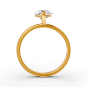 Round Cut Real Moissanite 2 Prong Solitaire Ring 14K Gold Plated