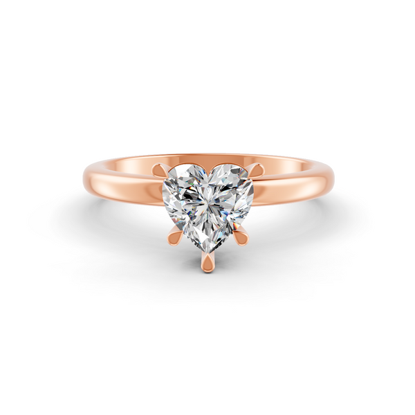 1-5 Ct Heart Cut Real Moissanite 5 Prong Solitaire Ring 14K Yellow Gold Plated