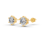 Load image into Gallery viewer, Round Cut Real Moissanite 6 Prong Solitaire Stud Earrings 14K Gold Plated