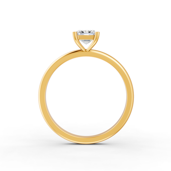 1-5 Ct Emerald Cut Real Moissanite 4 Prong Solitaire Ring 14K Yellow Gold Plated
