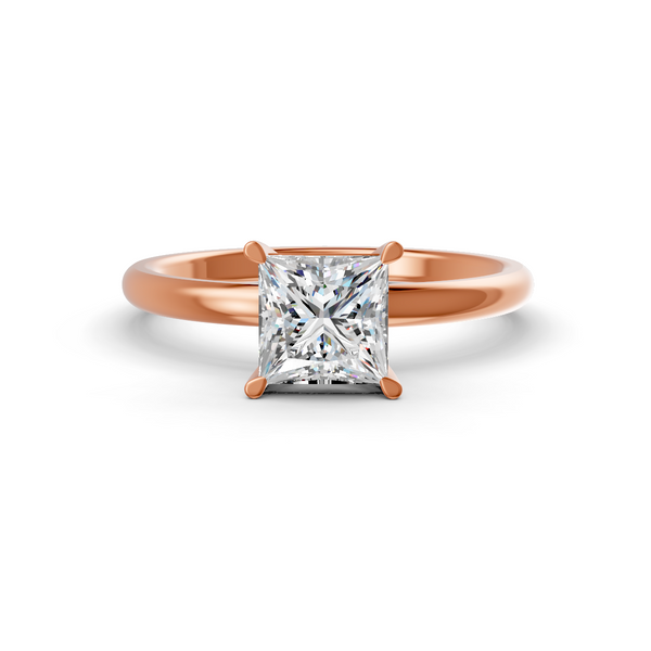 1-5 Ct Princess Cut Real Moissanite 4 Prong Solitaire Ring 14K Yellow Gold Plated