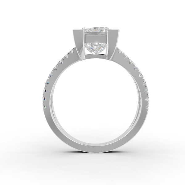 3.66Ct Princess Cut Certified Moissanite Women Engagement Ring 14K Yellow Gold Plated