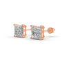 Princess Cut Real Moissanite 4 Prong Solitaire Stud Earrings Screw Back 14K Gold Plated