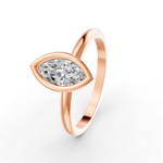 Load image into Gallery viewer, Marquise Cut Real Moissanite Bezel Set Solitaire Ring 14K Gold Plated