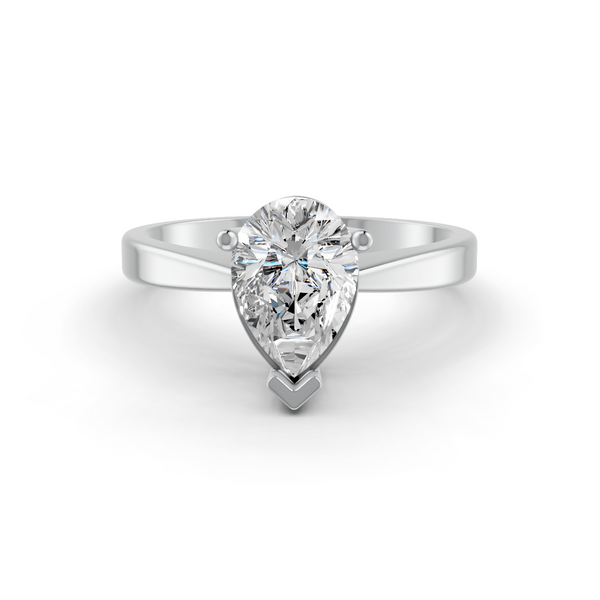 1-5 Ct Pear Cut Real Moissanite 3 Prong Solitaire Ring 14K Yellow Gold Plated