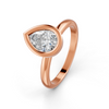 1-5 Ct Pear Cut Real Moissanite Bezel Set Solitaire Ring 14K Yellow Gold Plated