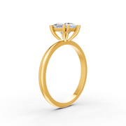 Princess Cut Real Moissanite Double 4 Prong Solitaire Ring 14K Gold Plated