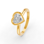 Load image into Gallery viewer, Heart Cut Real Moissanite Bezel Set Solitaire Ring 14K Gold Plated