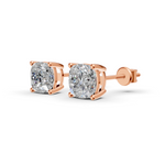 Load image into Gallery viewer, Cushion Cut Real Moissanite 4 Prong Solitaire Stud Earrings Screw Back 14K Gold Plated