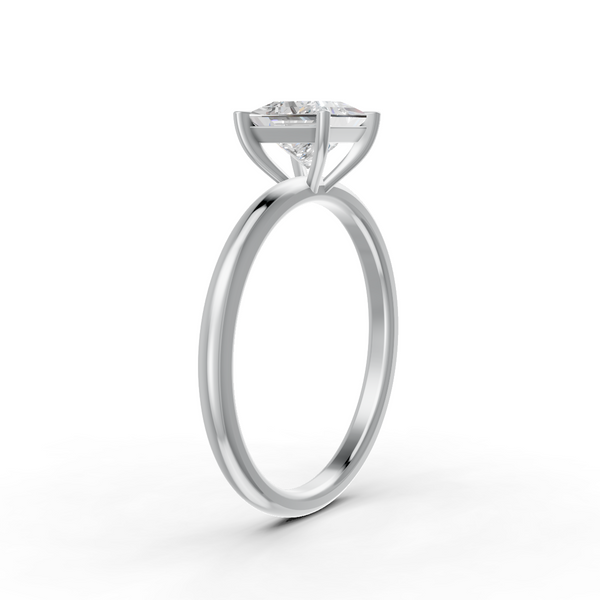 1-5 Ct Princess Cut Real Moissanite 4 Prong Solitaire Ring 14K Yellow Gold Plated