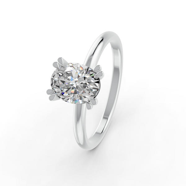 1-5 Ct Oval Cut Real Moissanite Double 4 Prong Solitaire Ring 14K Yellow Gold Plated