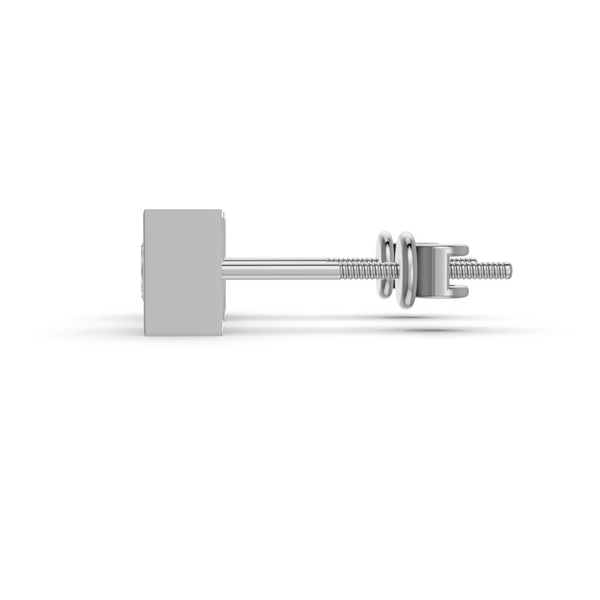 Princess Cut Real Moissanite Bezel Set Solitaire Stud Earrings Screw Back 14K Gold Plated