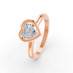 Load image into Gallery viewer, Heart Cut Real Moissanite Bezel Set Solitaire Ring 14K Gold Plated