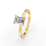 Load image into Gallery viewer, Emerald Cut Real Moissanite 4 Prong Solitaire Ring 14K Gold Plated