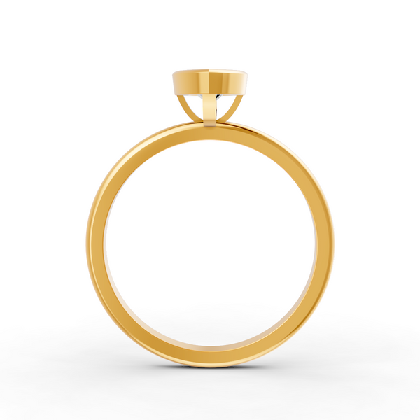 1-5 Ct Marquise Cut Real Moissanite Bezel Set Solitaire Ring 14K Yellow Gold Plated
