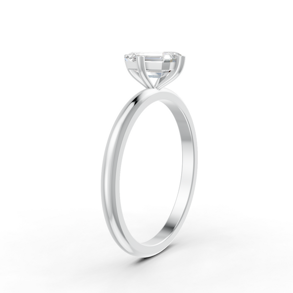 1-5 Ct Emerald Cut Real Moissanite 4 Prong Solitaire Ring 14K Yellow Gold Plated