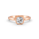 Load image into Gallery viewer, Cushion Cut Real Moissanite Bezel Set Solitaire Ring 14K Gold Plated