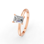 Load image into Gallery viewer, Emerald Cut Real Moissanite 4 Prong Solitaire Ring 14K Gold Plated