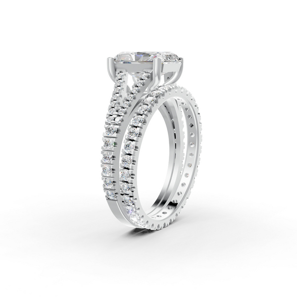 4Ct Radiant Cut Moissanite Bridal Engagement Ring 14K Yellow Gold Plated