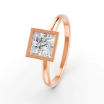 Load image into Gallery viewer, Princess Cut Real Moissanite Bezel Set Solitaire Ring 14K Gold Plated