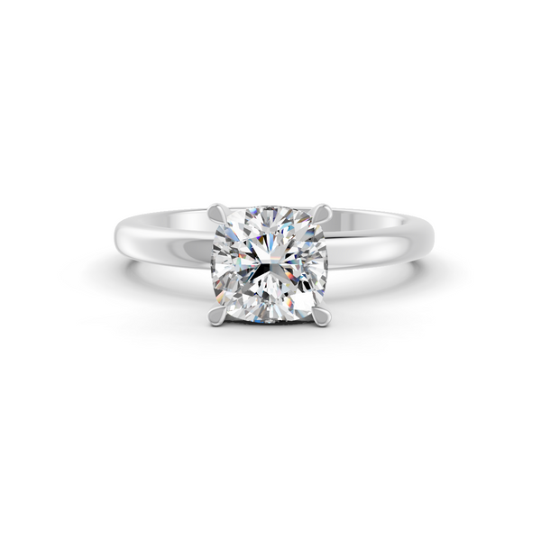 1-5 Ct Cushion Cut Real Moissanite 4 Prong Solitaire Ring 14K Yellow Gold Plated