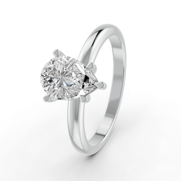 1-5 Ct Pear Cut Real Moissanite 5 Prong Solitaire Ring 14K Yellow Gold Plated